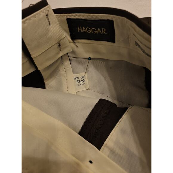 Vintage Men's 80s HAGGAR Slacks Pants Disco Polyester Brown 33x34 NWT Deadstock - Picture 7 of 9